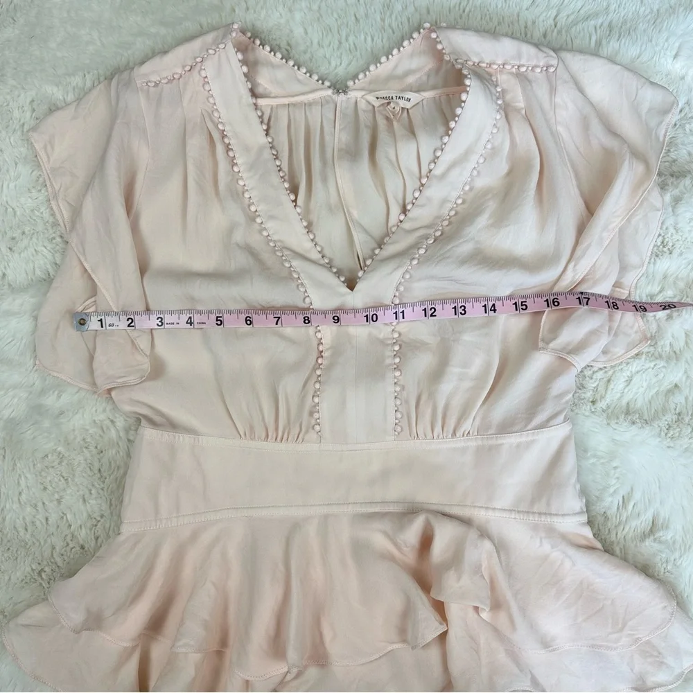 Rebecca Taylor 100% Silk Pink V Neck Blouse, 6 - Picture 3 of 8